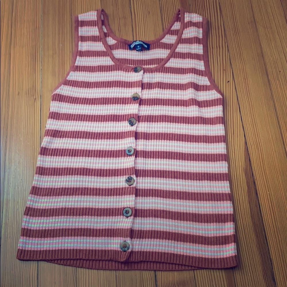 Pink striped sweater tank top